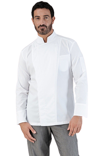 GIACCA CHEF DARCY GIBLOR'S: giacca chef elegante con dettagli ricercati collo alla coreana a...